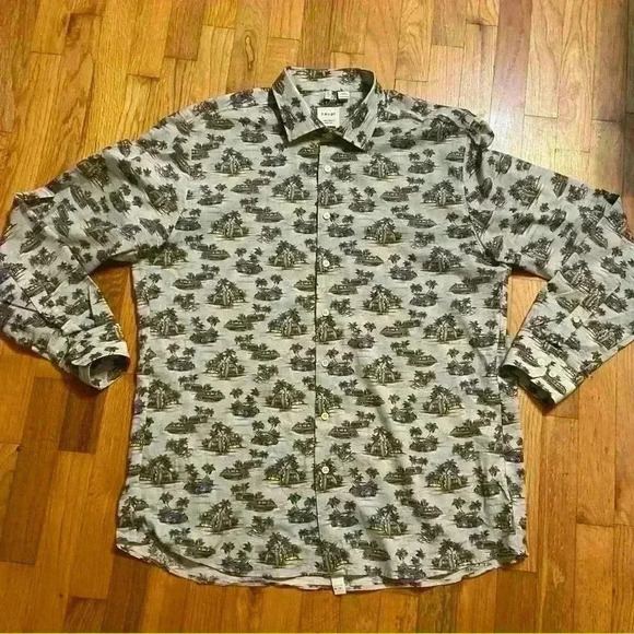 Haupt Mens Long Sleeve Modern Fit Button Down Shirt Size XL Car Surfboard Cotton - Picture 7 of 12